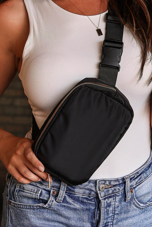 Black Waterproof Zipped Crossbody Chest Bag 20*5*14cm - Premium Shoes & Bags from Momma Done Gone Crafty- Just $13.99! Shop now at Momma Done Gone Crafty