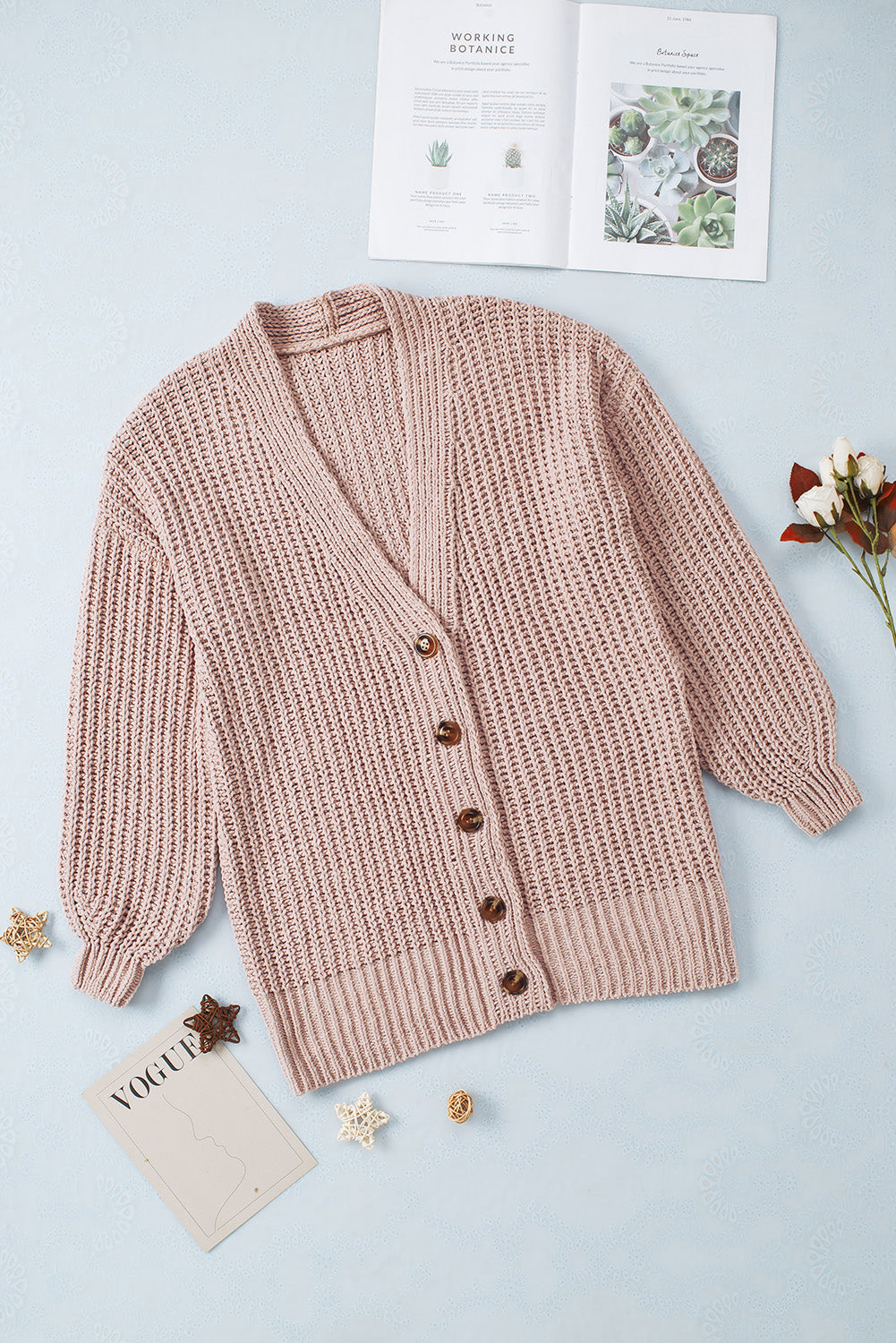 Khaki Buttoned Front Drop Shoulder Knitted Cardigan - Premium Tops from Momma Done Gone Crafty- Just $31.99! Shop now at Momma Done Gone Crafty