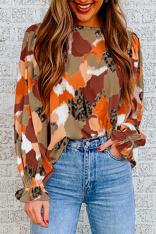 Abstract Printed Long Sleeve Blouse - Premium Tops from Momma Done Gone Crafty- Just $20.40! Shop now at Momma Done Gone Crafty