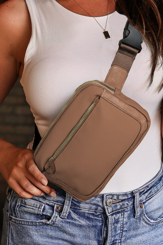 Camel Minimalist Multi-zipped Crossbody Bag - Premium Shoes & Bags from Momma Done Gone Crafty- Just $18.99! Shop now at Momma Done Gone Crafty