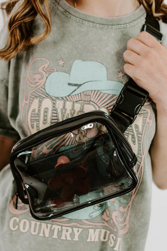 Black Adjustable Straps Zipper Clear Waist Bag - Premium Shoes & Bags from Momma Done Gone Crafty- Just $19.99! Shop now at Momma Done Gone Crafty