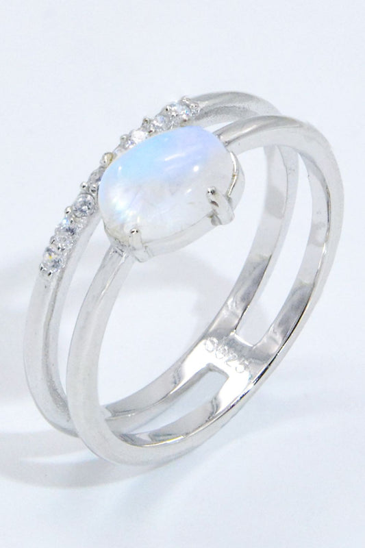 Natural Moonstone and Zircon Double-Layered Ring - Premium  from Momma Done Gone Crafty- Just $47.99! Shop now at Momma Done Gone Crafty