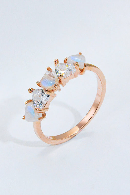 Moonstone and Zircon Heart Ring - Premium  from Momma Done Gone Crafty- Just $46.99! Shop now at Momma Done Gone Crafty