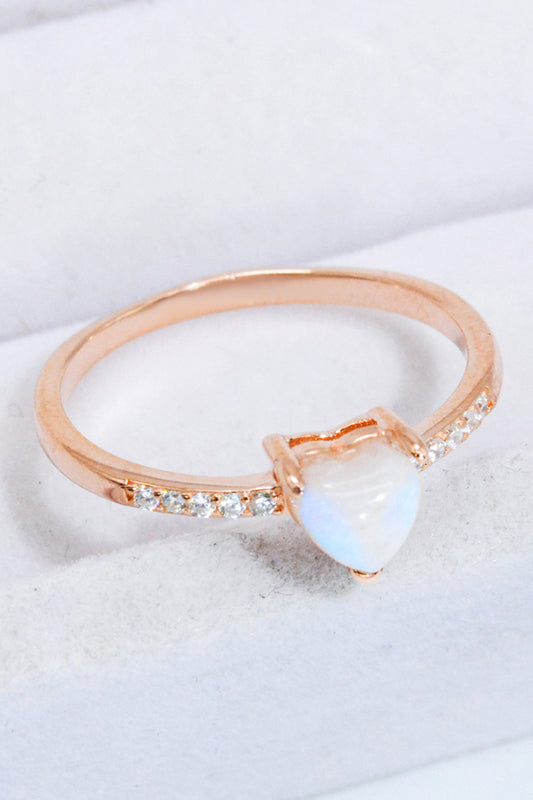 Natural Moonstone Heart 18K Rose Gold-Plated Ring - Premium  from Momma Done Gone Crafty- Just $41.99! Shop now at Momma Done Gone Crafty