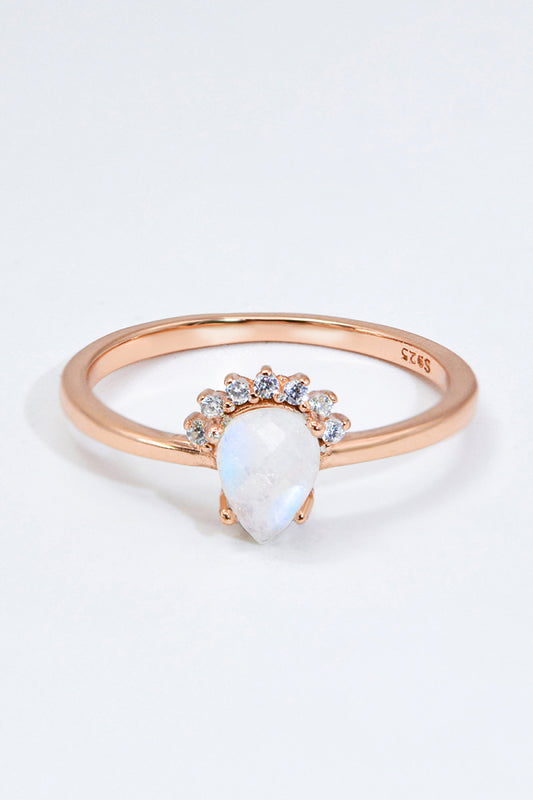 18K Rose Gold-Plated Pear Shape Natural Moonstone Ring - Premium  from Momma Done Gone Crafty- Just $41.99! Shop now at Momma Done Gone Crafty