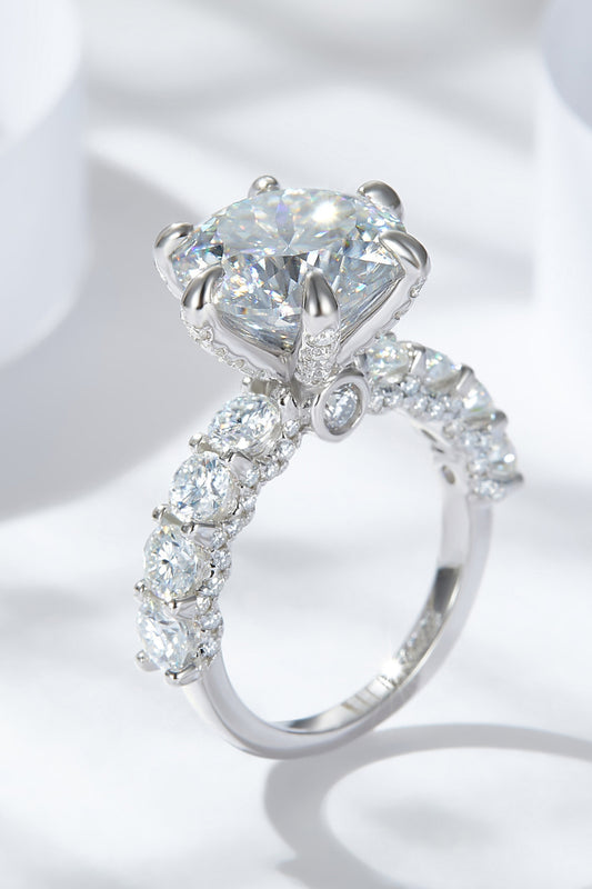 3-Carat Moissanite Platinum-Plated Side Stone Ring - Premium  from Momma Done Gone Crafty- Just $261.99! Shop now at Momma Done Gone Crafty