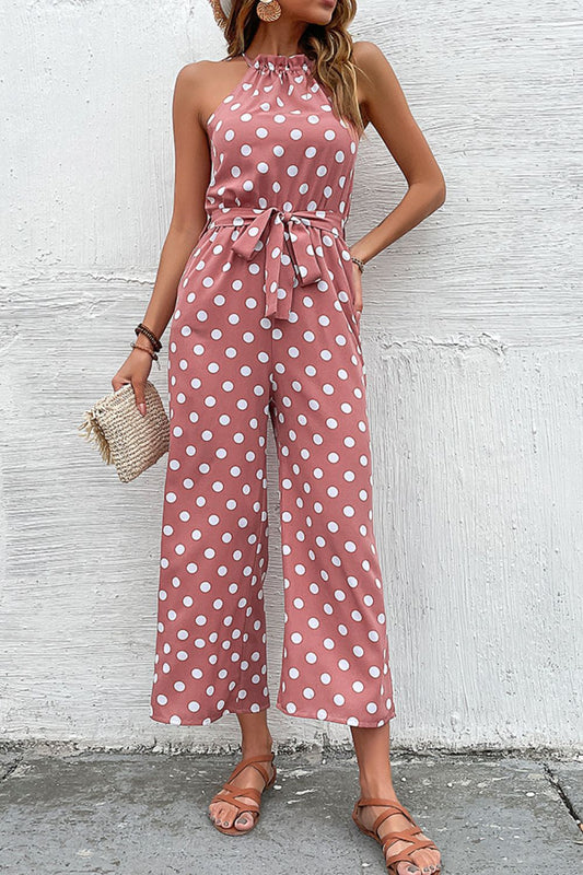 Polka Dot Grecian Wide Leg Jumpsuit - Premium  from Momma Done Gone Crafty- Just $43.99! Shop now at Momma Done Gone Crafty