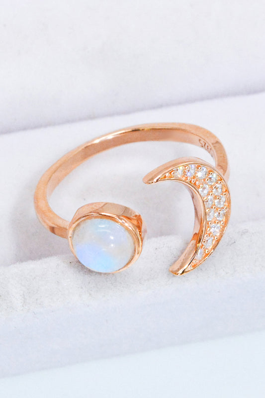 Natural Moonstone and Zircon Sun & Moon Open Ring - Premium  from Momma Done Gone Crafty- Just $38.99! Shop now at Momma Done Gone Crafty