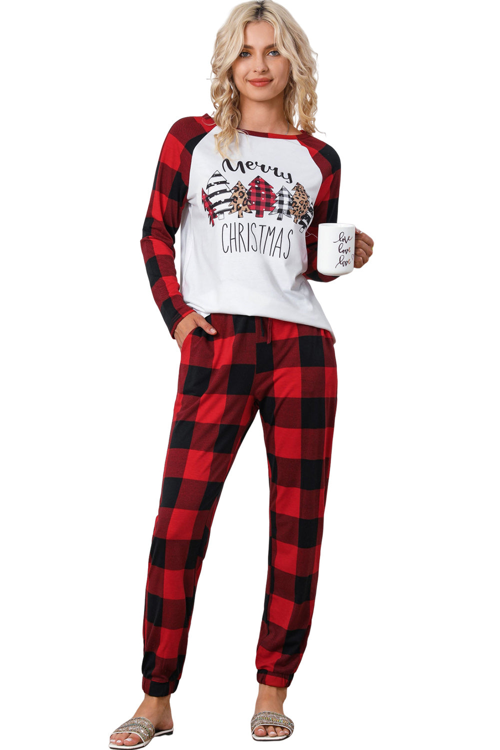 Red Plaid Merry Christmas Graphic Loungewear Set - Premium Loungewear from Momma Done Gone Crafty- Just $28.99! Shop now at Momma Done Gone Crafty