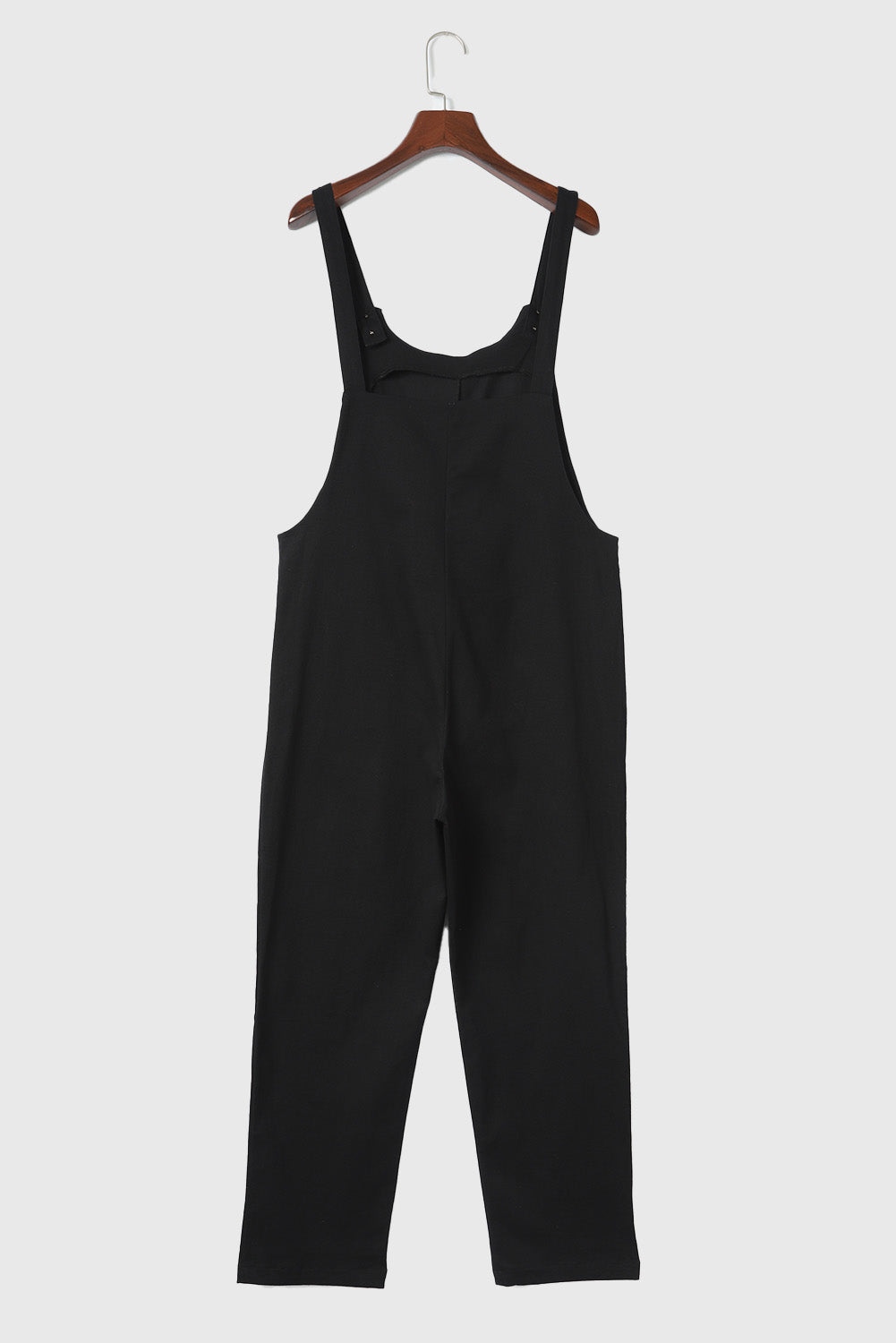 Black Button Straps Pocketed Cropped Jumpsuit - Premium Bottoms from Momma Done Gone Crafty- Just $35.40! Shop now at Momma Done Gone Crafty