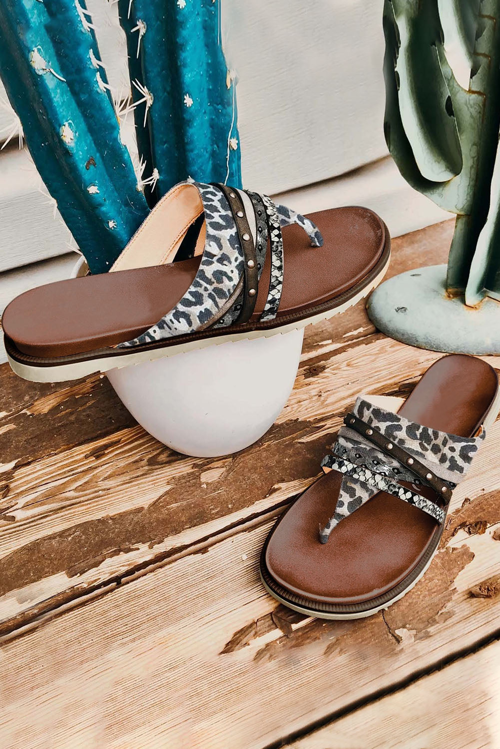 Leopard Studded Animal Print Flip Flop Sandals - Premium Shoes & Bags from Momma Done Gone Crafty- Just $18! Shop now at Momma Done Gone Crafty