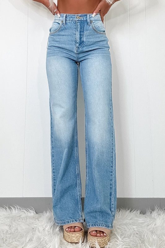 Myosotis High Rise Shift Slit Leg Straight Jeans - Premium Bottoms/Jeans from Momma Done Gone Crafty- Just $57.99! Shop now at Momma Done Gone Crafty