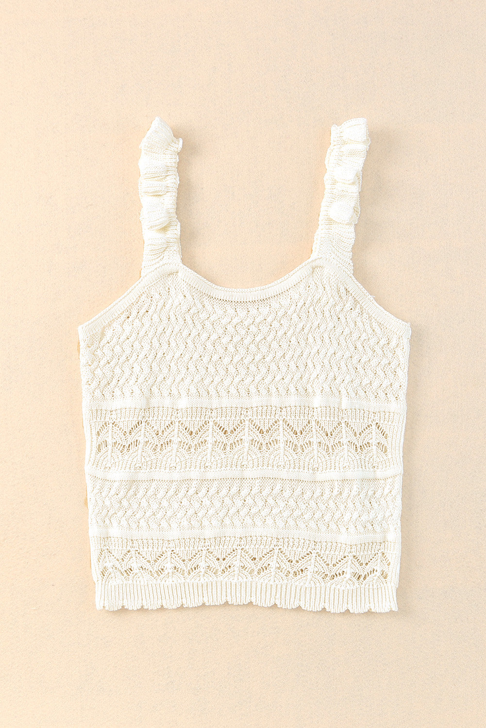 White Ruffle Straps Crochet Knit Tank Top - Premium Tops from Momma Done Gone Crafty- Just $28.00! Shop now at Momma Done Gone Crafty