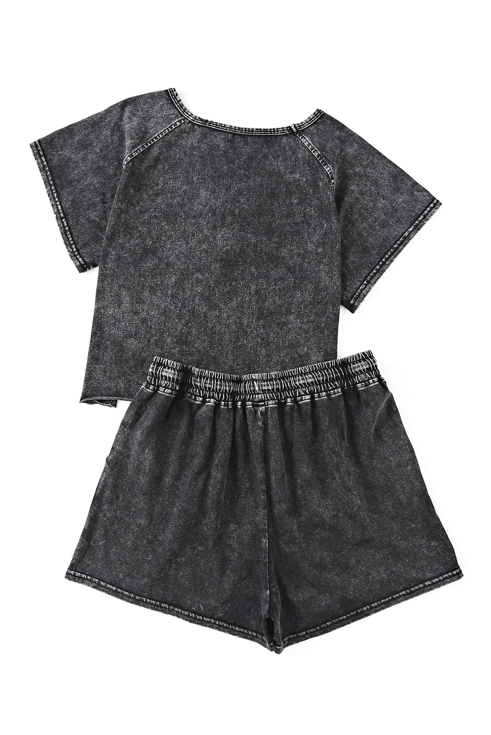 Black Acid Washed Short Lounge Set - Premium Loungewear from Momma Done Gone Crafty- Just $28.99! Shop now at Momma Done Gone Crafty