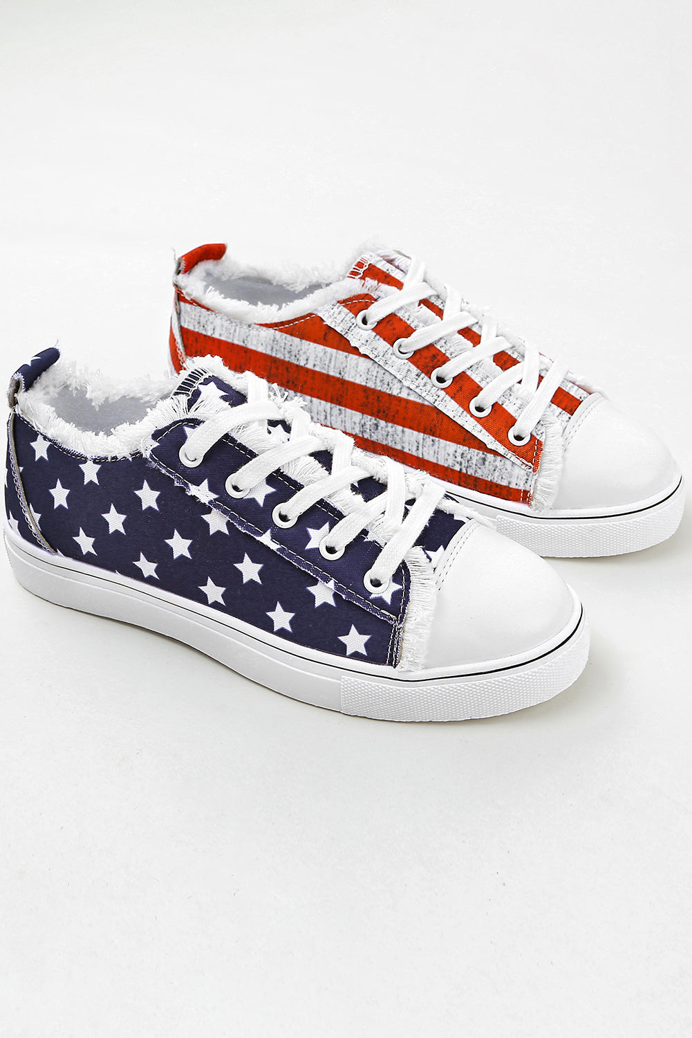 Blue American Flag Lace-up Canvas Flat Shoes - Premium Shoes & Bags from Momma Done Gone Crafty- Just $28! Shop now at Momma Done Gone Crafty