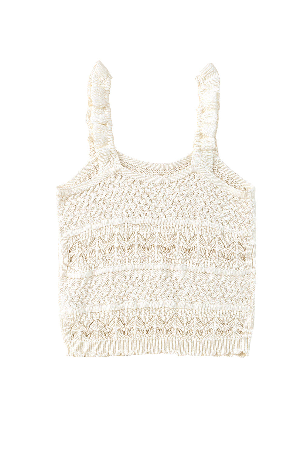 White Ruffle Straps Crochet Knit Tank Top - Premium Tops from Momma Done Gone Crafty- Just $28.00! Shop now at Momma Done Gone Crafty