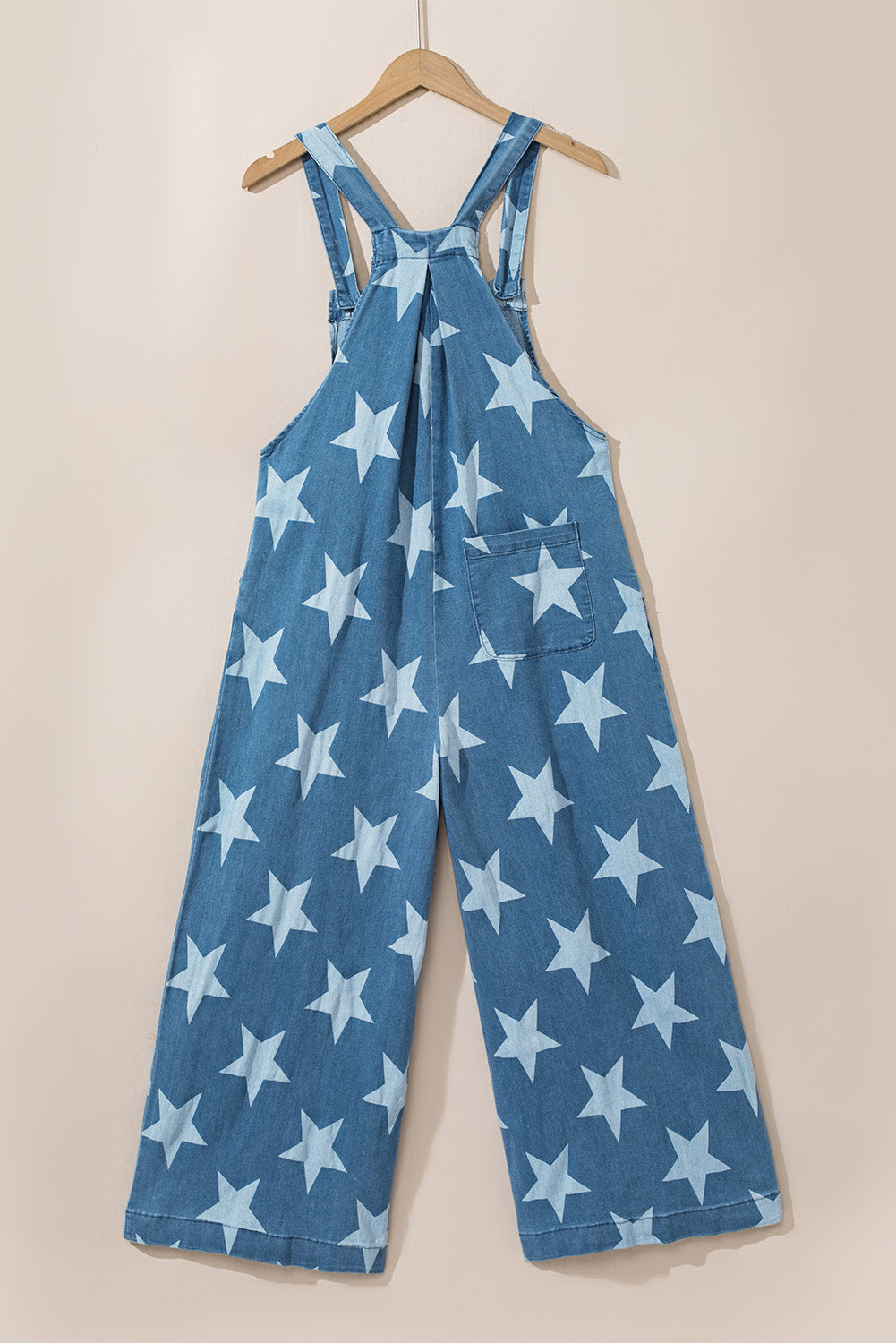 Star Print Buttoned Strap Pleat Wide Leg Denim Overall - Premium Bottoms/Jumpsuits & Rompers from Momma Done Gone Crafty- Just $58.99! Shop now at Momma Done Gone Crafty