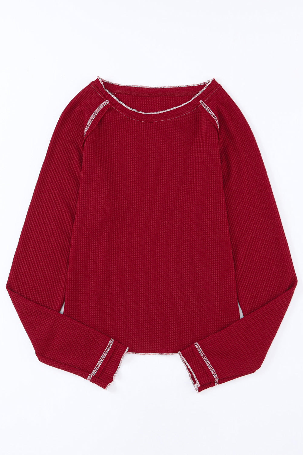 Red Textured Round Neck Long Sleeve Top - Premium Tops from Momma Done Gone Crafty- Just $13.20! Shop now at Momma Done Gone Crafty