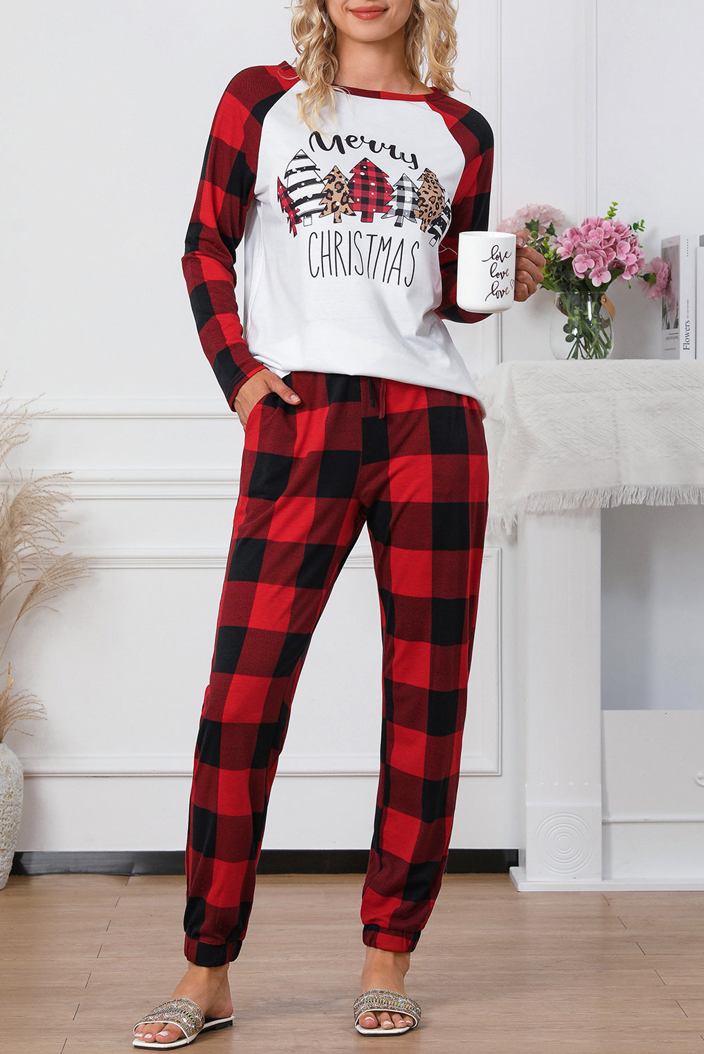 Red Plaid Merry Christmas Graphic Loungewear Set - Premium Loungewear from Momma Done Gone Crafty- Just $28.99! Shop now at Momma Done Gone Crafty