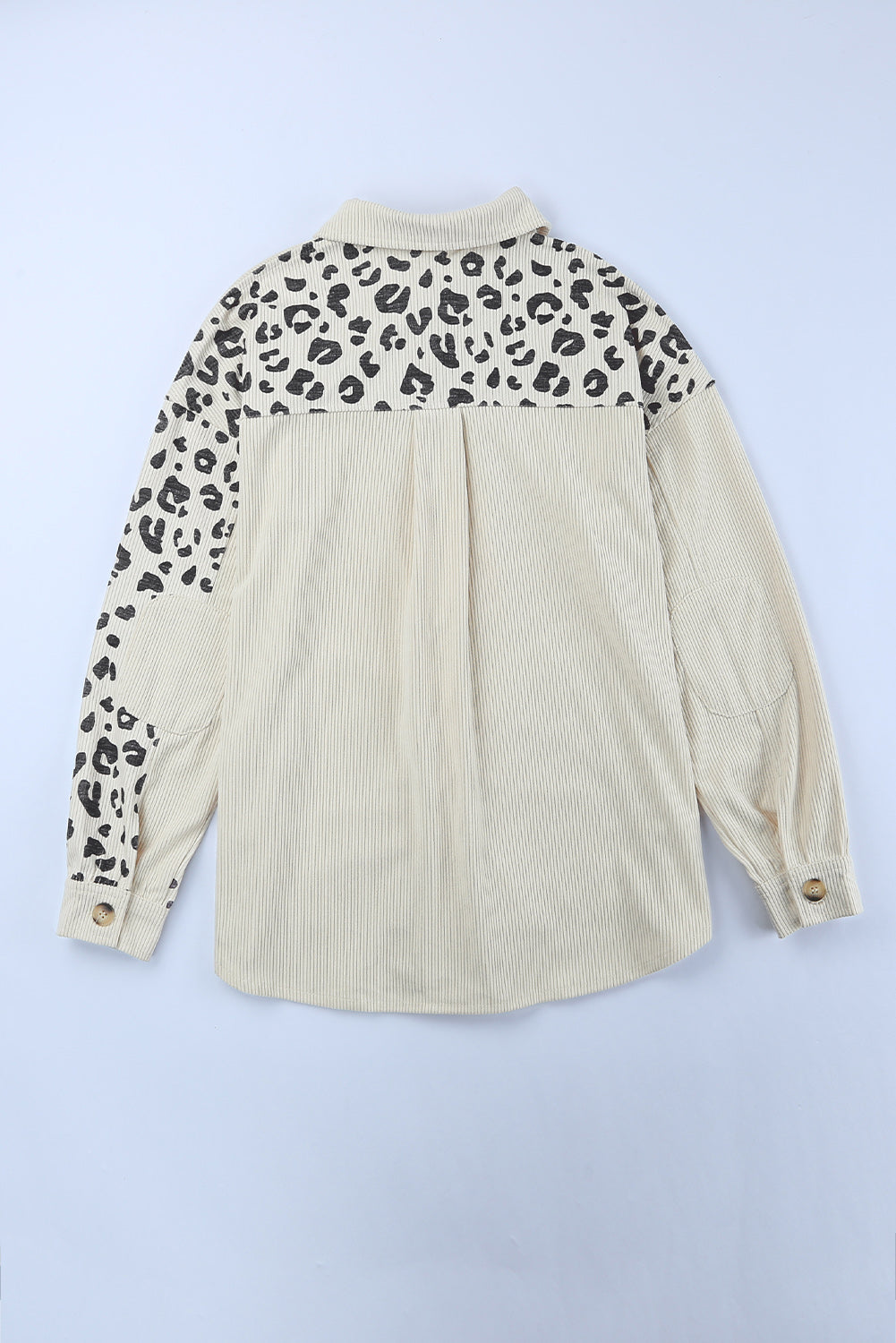 Apricot Leopard Print Detail Pocketed Corduroy Jacket - Premium Outerwear from Momma Done Gone Crafty- Just $34.00! Shop now at Momma Done Gone Crafty