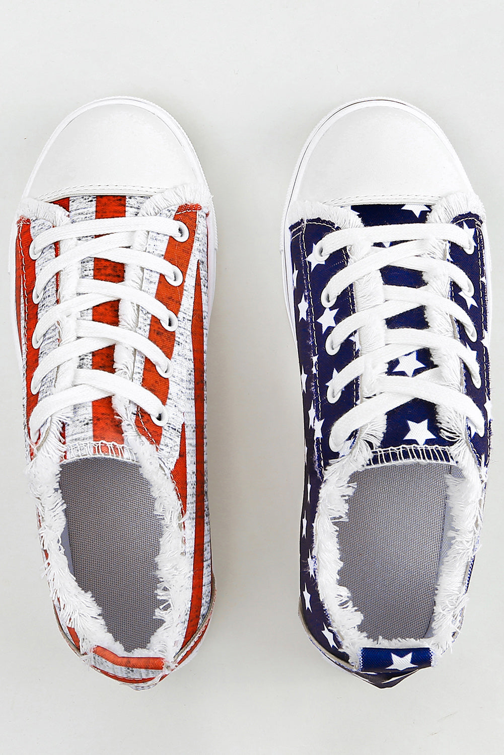 Blue American Flag Lace-up Canvas Flat Shoes - Premium Shoes & Bags from Momma Done Gone Crafty- Just $28! Shop now at Momma Done Gone Crafty