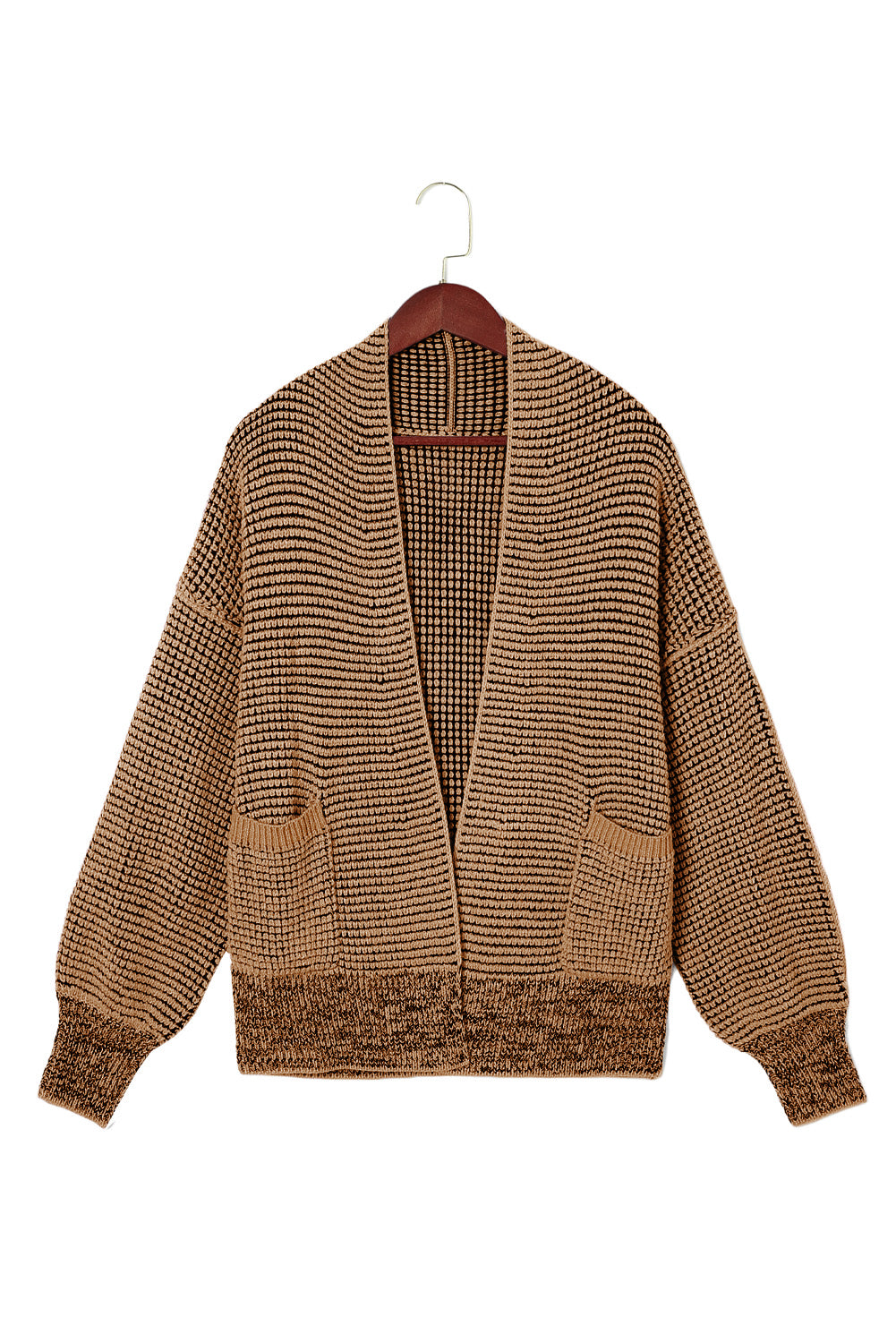 Brown Chunky Waffle Knit Oversized Collar Cardigan - Premium Tops from Momma Done Gone Crafty- Just $47.70! Shop now at Momma Done Gone Crafty