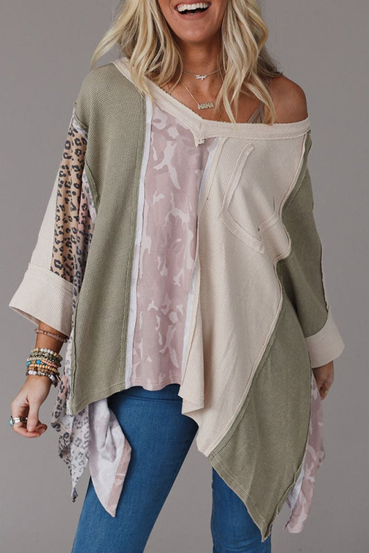 Multicolor Exposed Seam Patchwork Oversized Top - Premium Tops from Momma Done Gone Crafty- Just $26.10! Shop now at Momma Done Gone Crafty