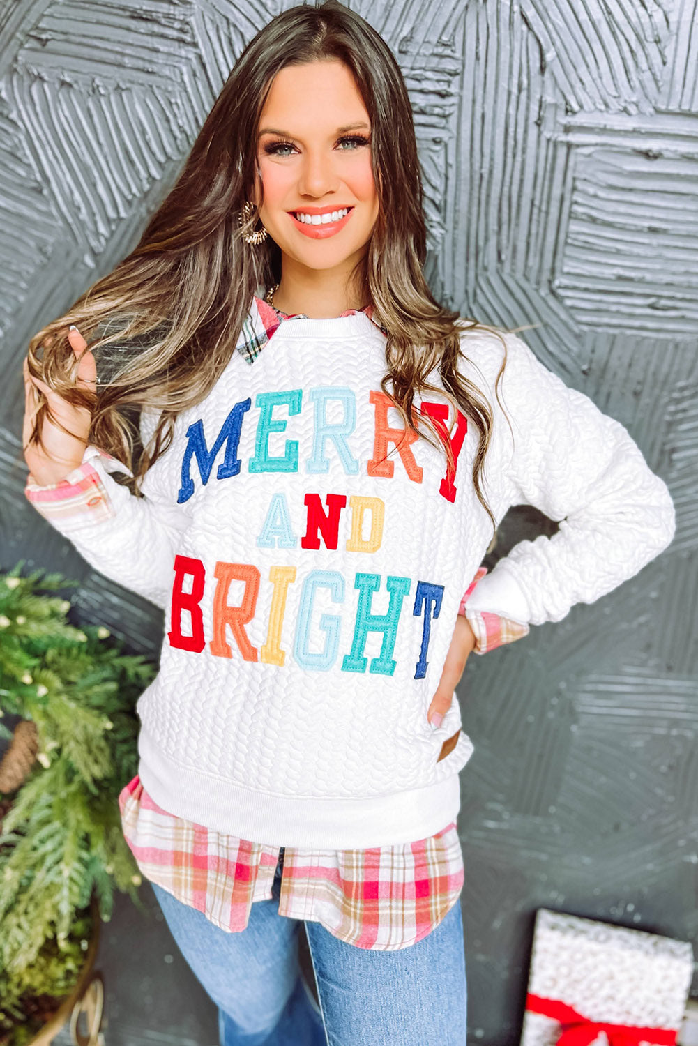 White Merry And Bright Cable Knit Pullover Sweatshirt - Premium Tops from Momma Done Gone Crafty- Just $45.99! Shop now at Momma Done Gone Crafty