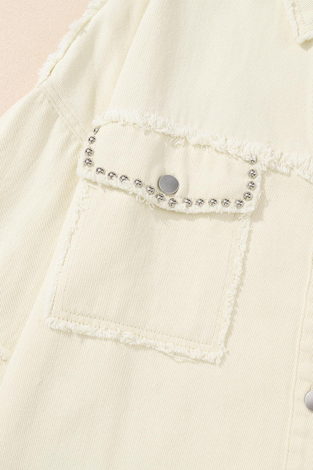 White Frayed Exposed Seam Denim Jacket - Premium Outerwear/Denim jackets from Momma Done Gone Crafty- Just $55! Shop now at Momma Done Gone Crafty