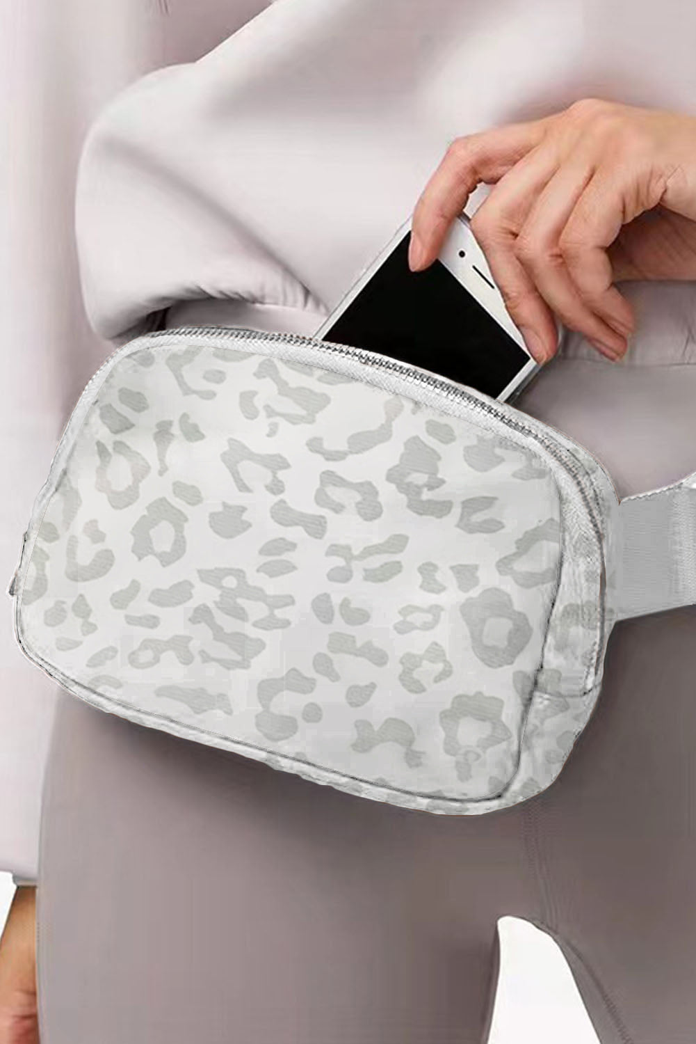 White Leopard Print Buckle Canvas Chest Bag 20*5*14cm - Premium Shoes & Bags from Momma Done Gone Crafty- Just $12.99! Shop now at Momma Done Gone Crafty