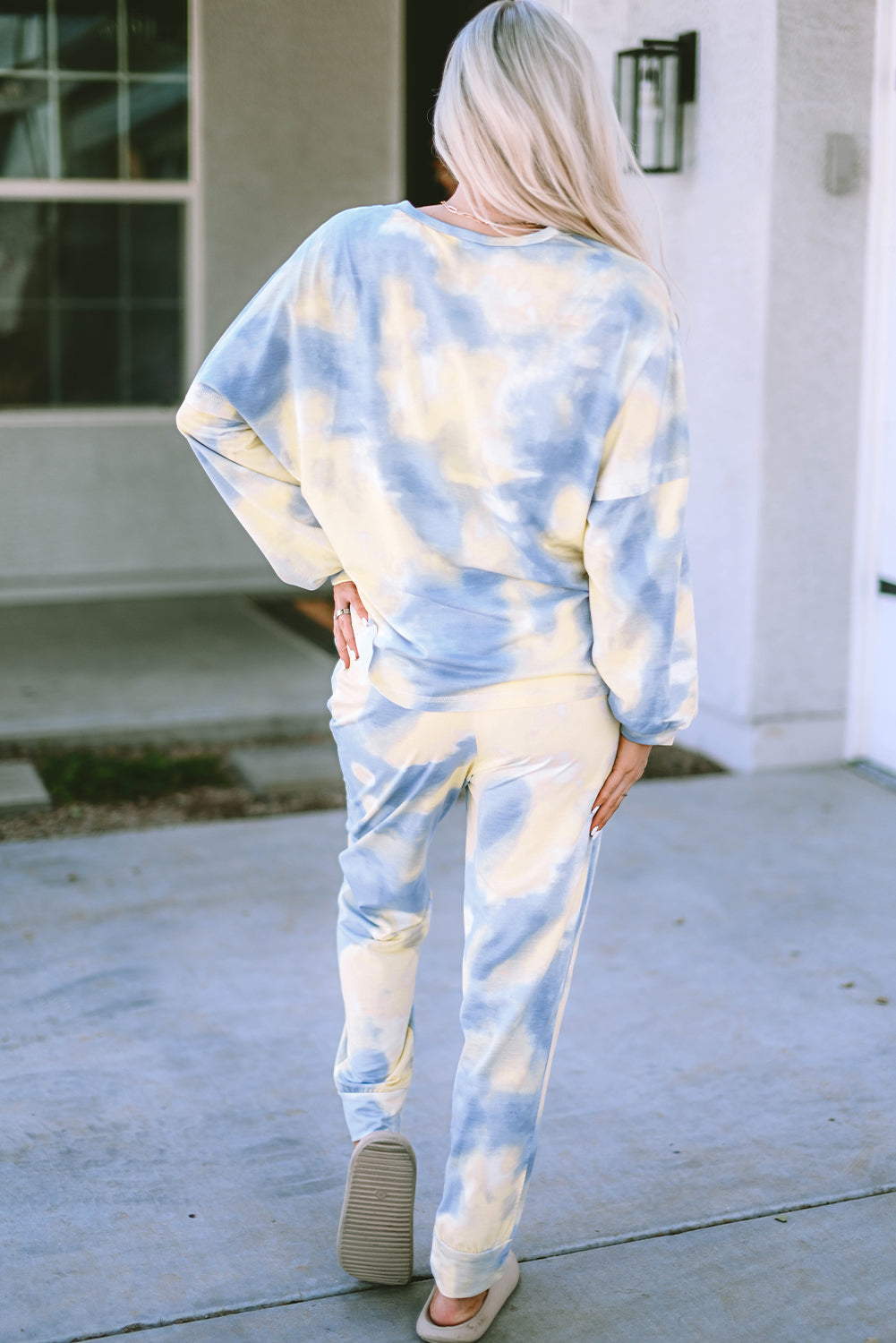 Multicolor Tie Dye Henley Top and Drawstring Pants Outfit - Premium Loungewear from Momma Done Gone Crafty- Just $39.99! Shop now at Momma Done Gone Crafty