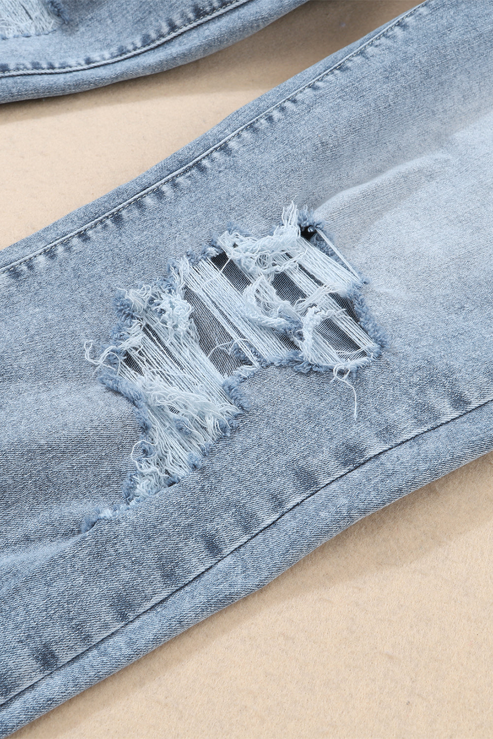 Sky Blue Light Wash Frayed Slim Fit High Waist Jeans - Premium Bottoms from Momma Done Gone Crafty- Just $71.97! Shop now at Momma Done Gone Crafty