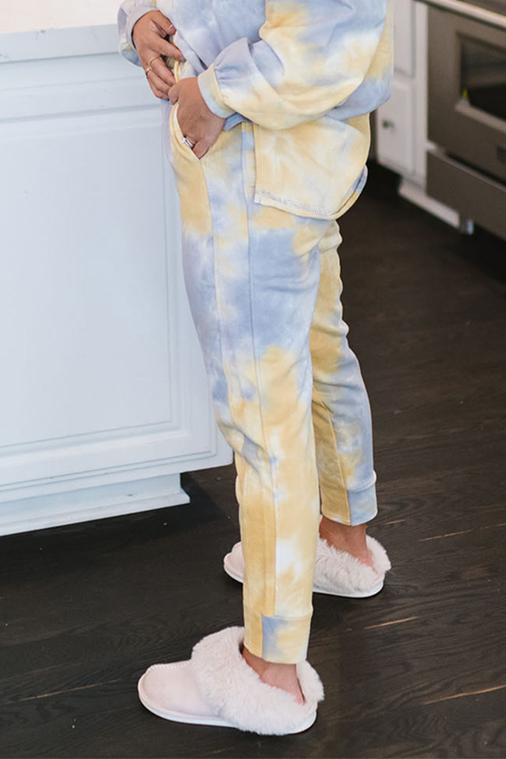 Multicolor Tie Dye Henley Top and Drawstring Pants Outfit - Premium Loungewear from Momma Done Gone Crafty- Just $39.99! Shop now at Momma Done Gone Crafty