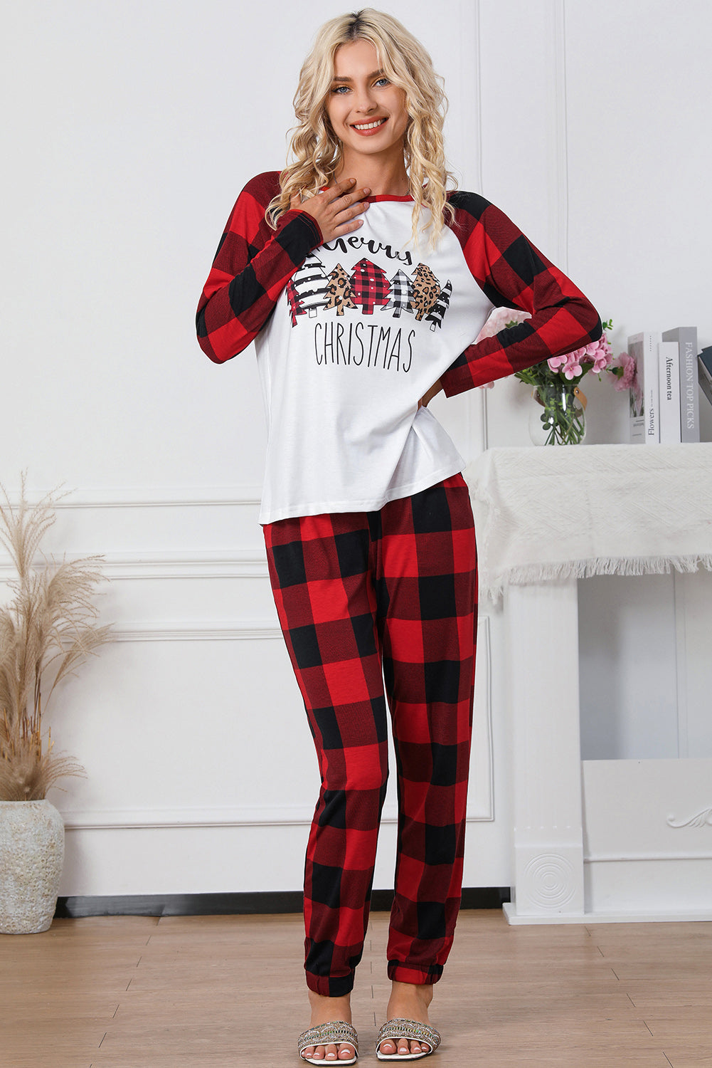 Red Plaid Merry Christmas Graphic Loungewear Set - Premium Loungewear from Momma Done Gone Crafty- Just $28.99! Shop now at Momma Done Gone Crafty