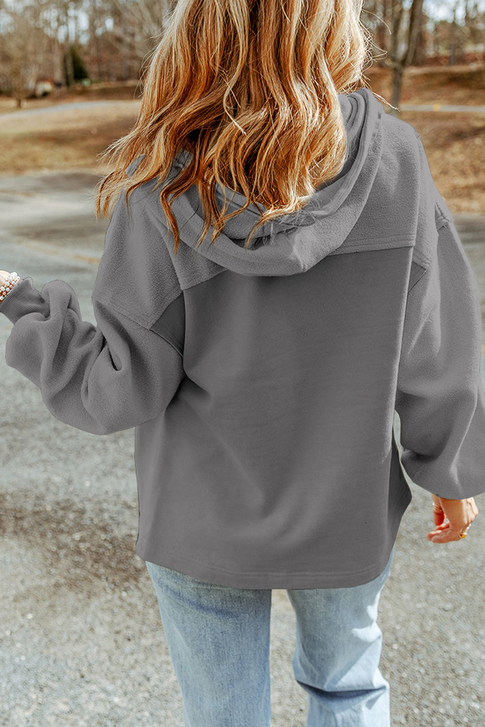 Gray Flap Pocket Drawstring Hood Zip Up Jacket - Premium Outerwear from Momma Done Gone Crafty- Just $38.99! Shop now at Momma Done Gone Crafty