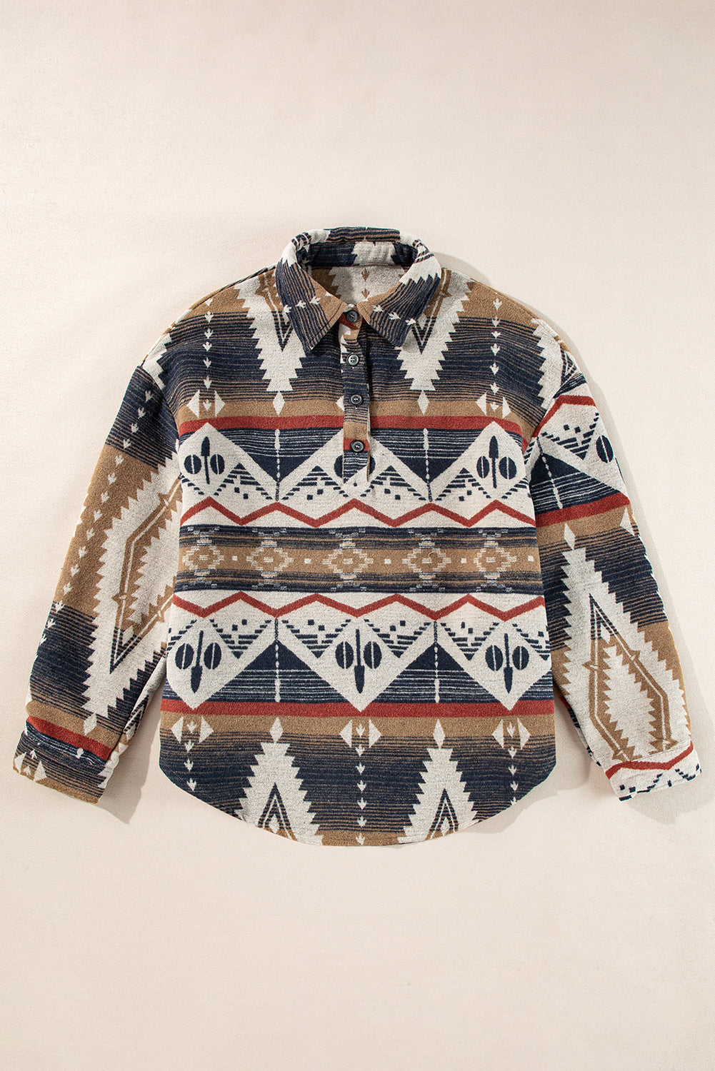 Brown Western Aztec Collared Button-up Sweatshirt - Premium Tops/Sweatshirts & Hoodies from Momma Done Gone Crafty- Just $54.99! Shop now at Momma Done Gone Crafty