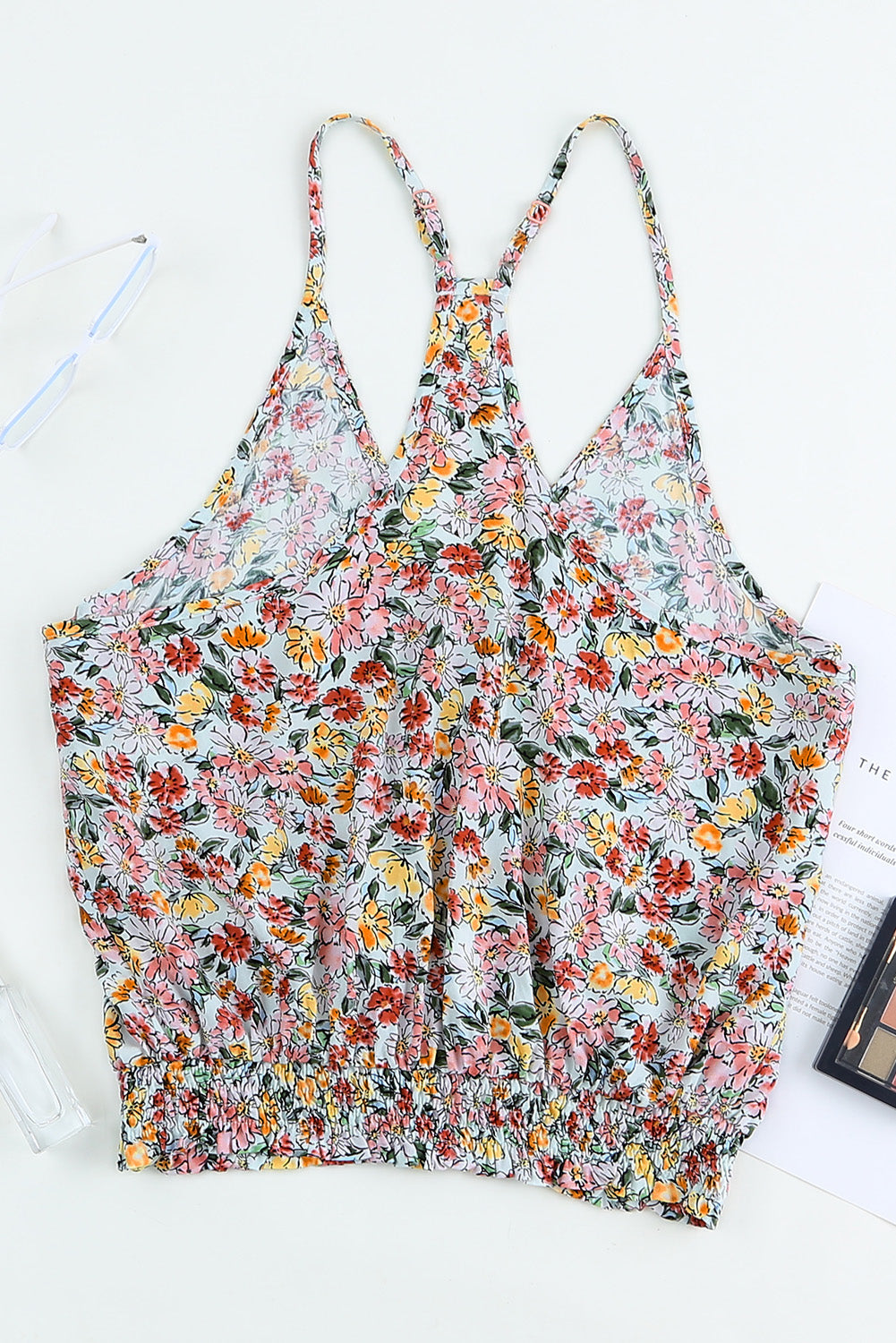 Multicolor Wrapped V Neck Floral Tank Crop Top - Premium Tops from Momma Done Gone Crafty- Just $22.00! Shop now at Momma Done Gone Crafty