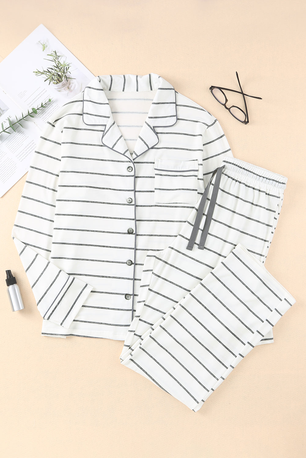 Striped Print Long Sleeve and Pants Pajamas Set - Premium Loungewear from Momma Done Gone Crafty- Just $38.99! Shop now at Momma Done Gone Crafty