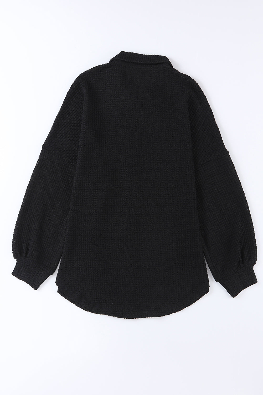 Black Waffle Knit Button Up Casual Shirt - Premium Tops from Momma Done Gone Crafty- Just $20.94! Shop now at Momma Done Gone Crafty