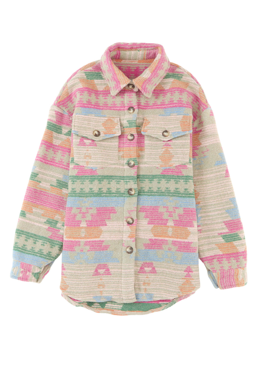 Multicolor Western Aztec Print Button Flap Pocket Shacket - Premium Outerwear from Momma Done Gone Crafty- Just $38.99! Shop now at Momma Done Gone Crafty