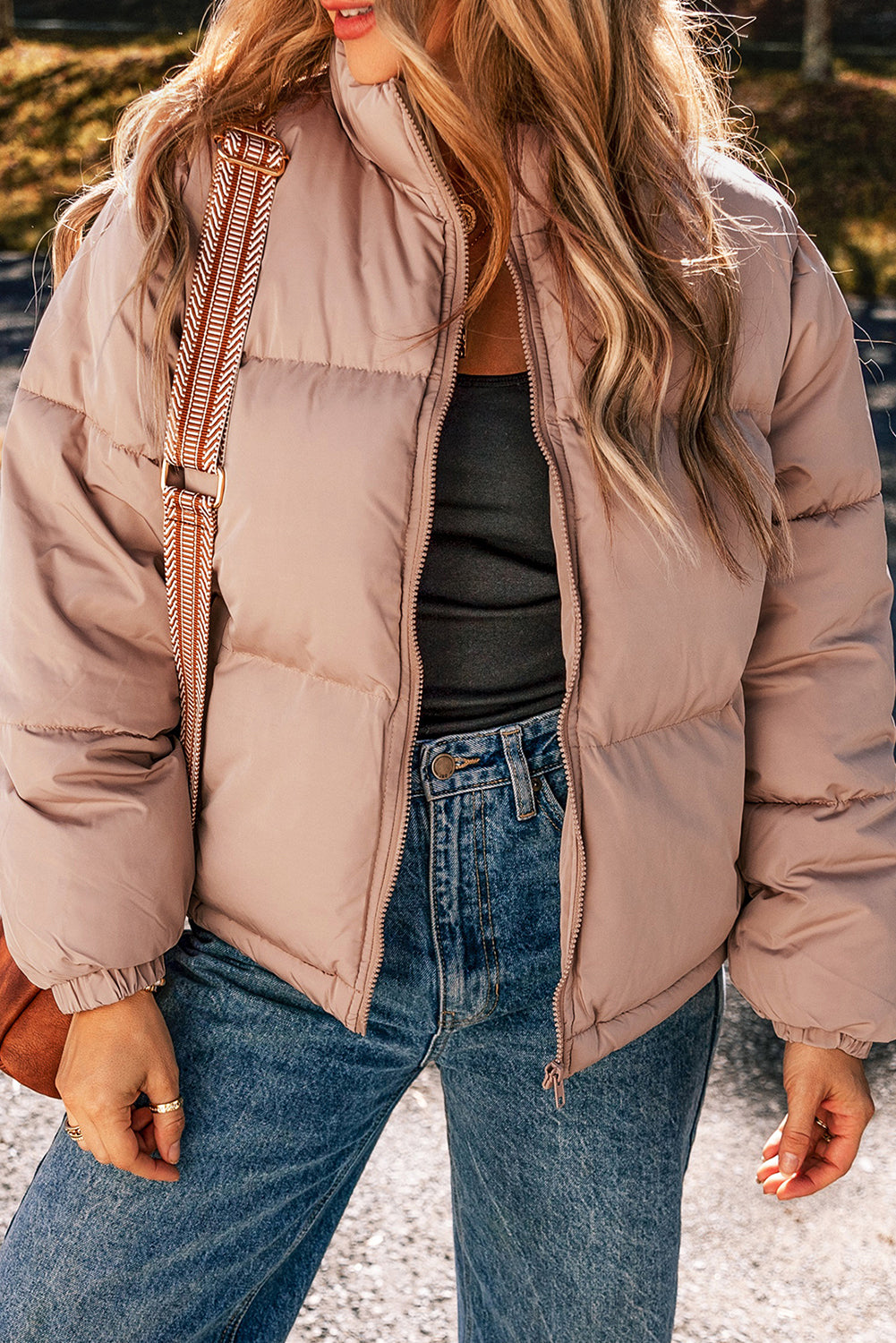 Apricot Pink Full Zipper Quilted Puffer Jacket - Premium Outerwear/Jackets from Momma Done Gone Crafty- Just $69.99! Shop now at Momma Done Gone Crafty