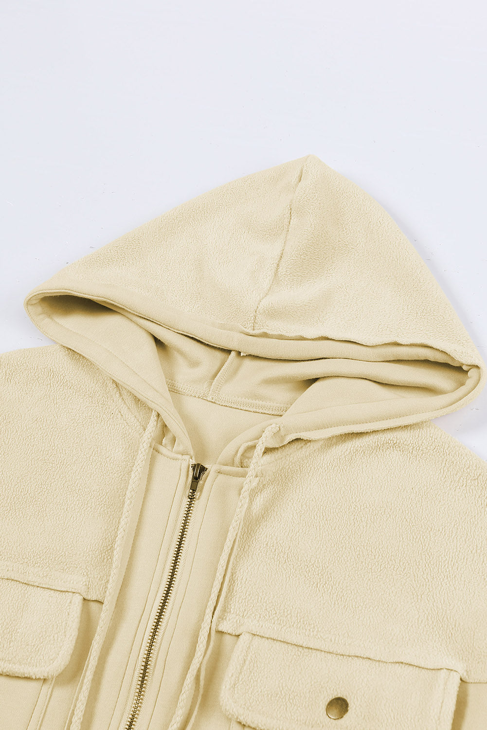 Apricot Flap Pocket Drawstring Hood Zip Up Jacket - Premium Outerwear from Momma Done Gone Crafty- Just $38.99! Shop now at Momma Done Gone Crafty