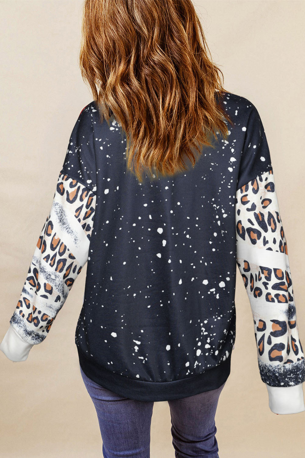 Black Tie Dye Leopard Drop Shoulder Sweatshirt - Premium Tops from Momma Done Gone Crafty- Just $33.60! Shop now at Momma Done Gone Crafty