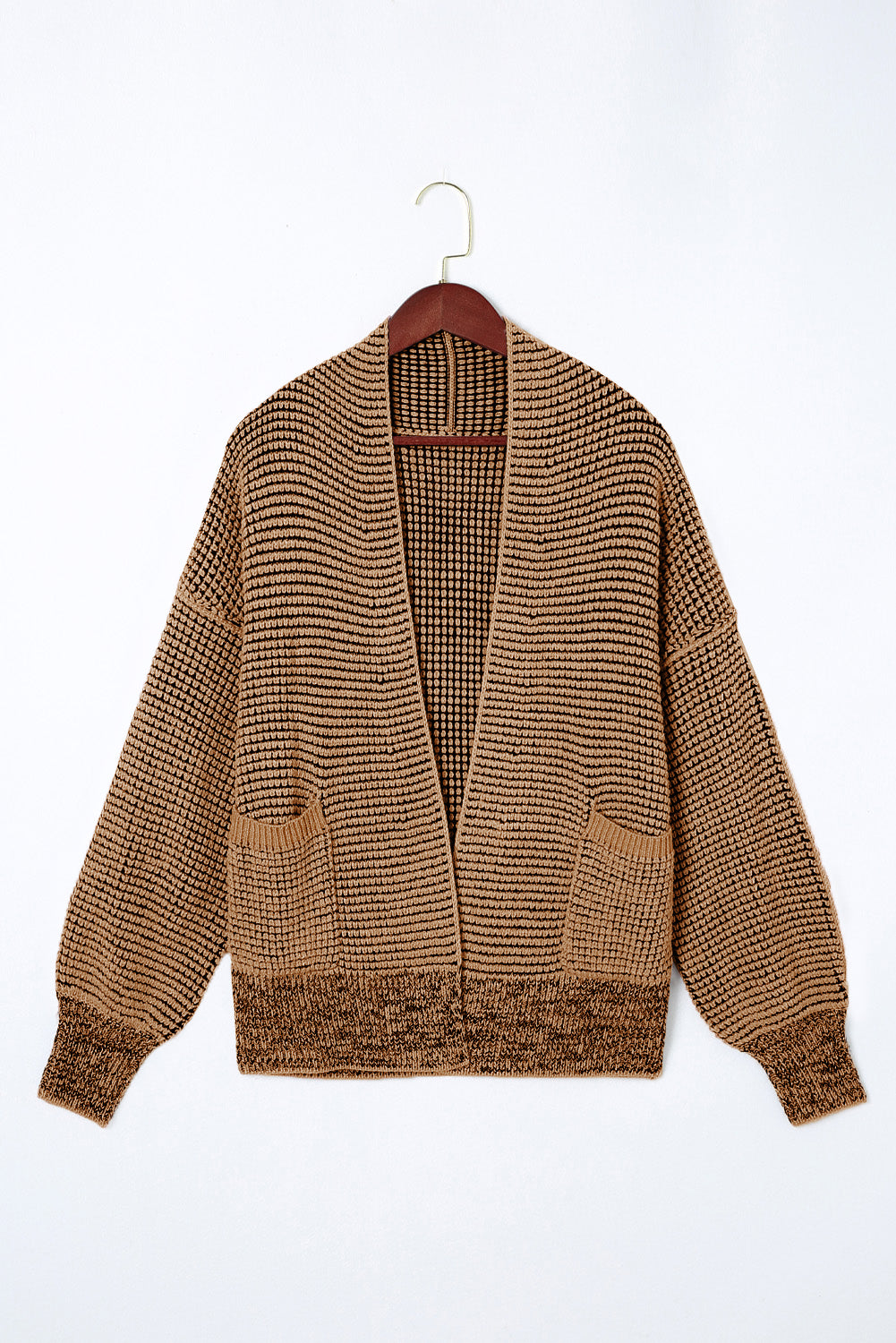 Brown Chunky Waffle Knit Oversized Collar Cardigan - Premium Tops from Momma Done Gone Crafty- Just $47.70! Shop now at Momma Done Gone Crafty