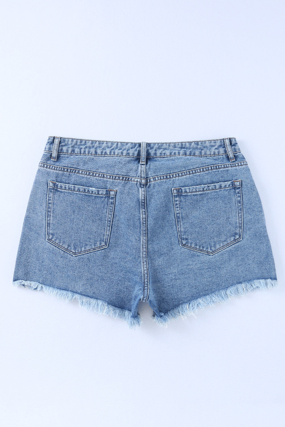 Sky Blue High Rise Crossover Waist Denim Shorts - Premium Bottoms from Momma Done Gone Crafty- Just $26.00! Shop now at Momma Done Gone Crafty