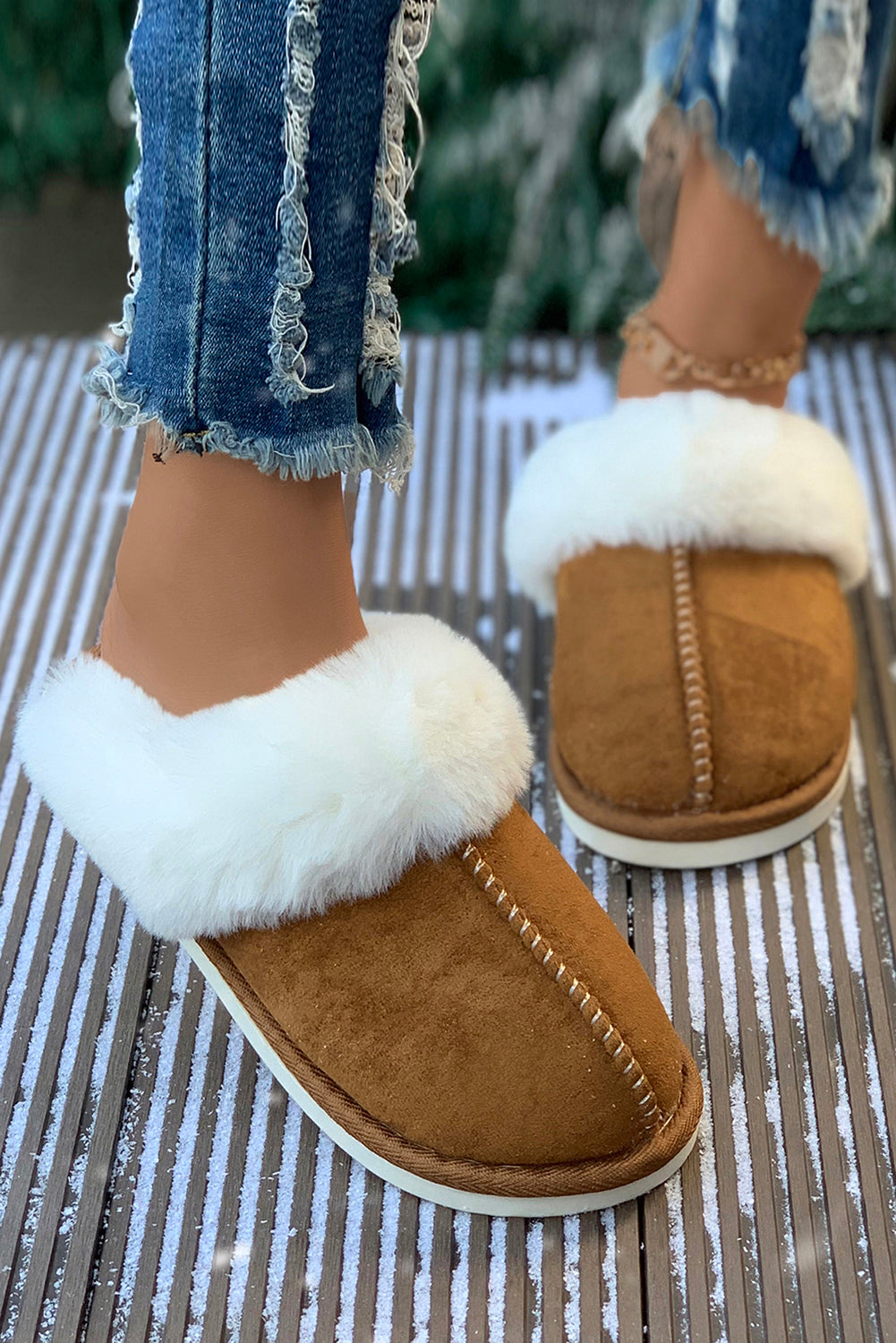 Camel Plush Suede Winter Home Slippers - Premium Shoes & Bags/Slippers from Momma Done Gone Crafty- Just $23.99! Shop now at Momma Done Gone Crafty