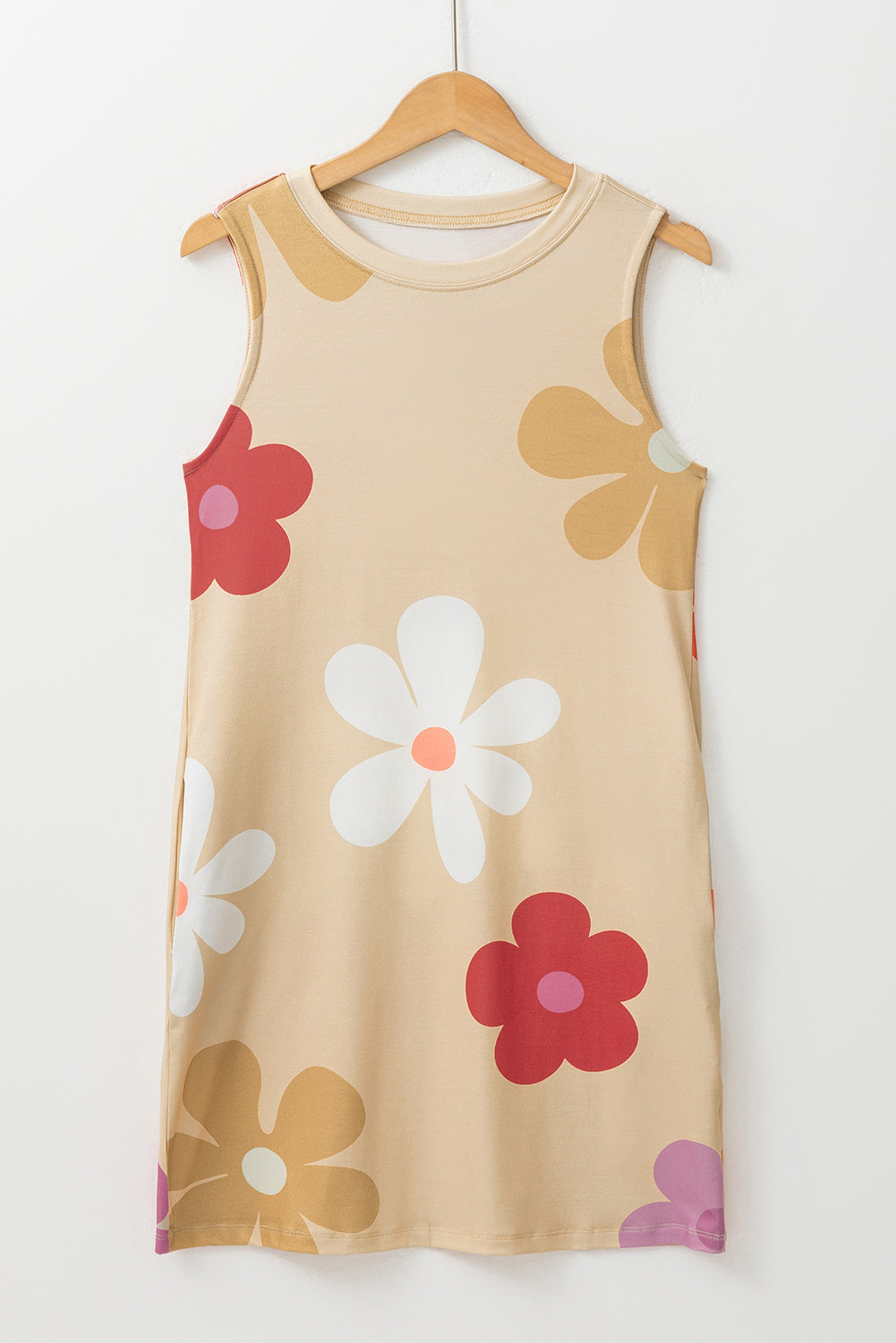 Apricot Daisy Flower Print Tank Dress - Premium Dresses/Mini Dresses from Momma Done Gone Crafty- Just $14.52! Shop now at Momma Done Gone Crafty