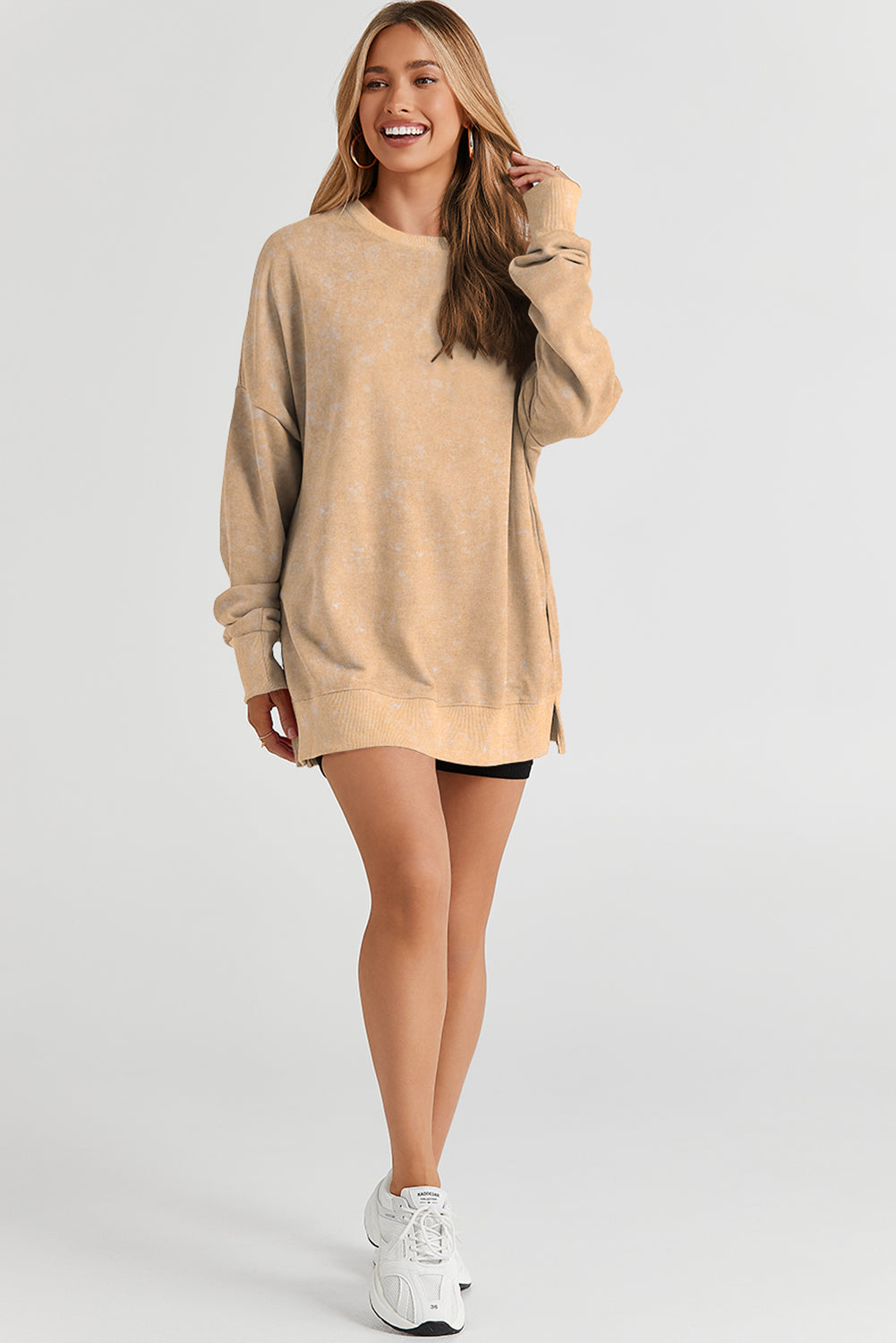 Khaki Drop Shoulder Ribbed Trim Oversized Sweatshirt - Premium Tops from Momma Done Gone Crafty- Just $38! Shop now at Momma Done Gone Crafty