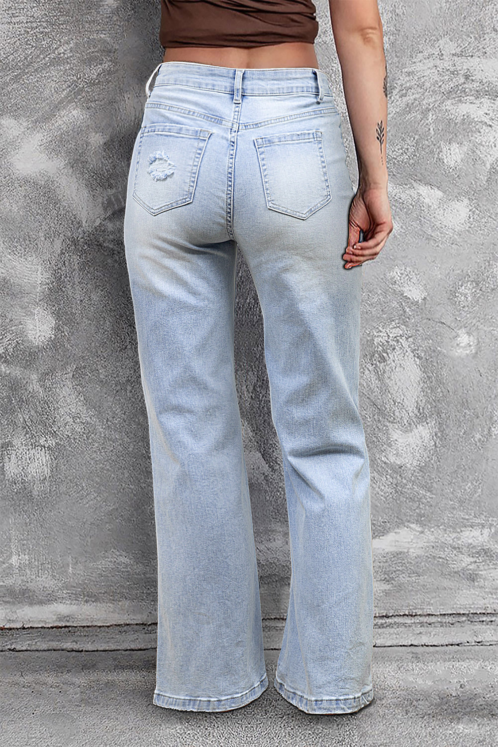 Beau Blue Vintage Light Wash Distressed Flare Jeans - Premium Bottoms/Jeans from Momma Done Gone Crafty- Just $66.99! Shop now at Momma Done Gone Crafty