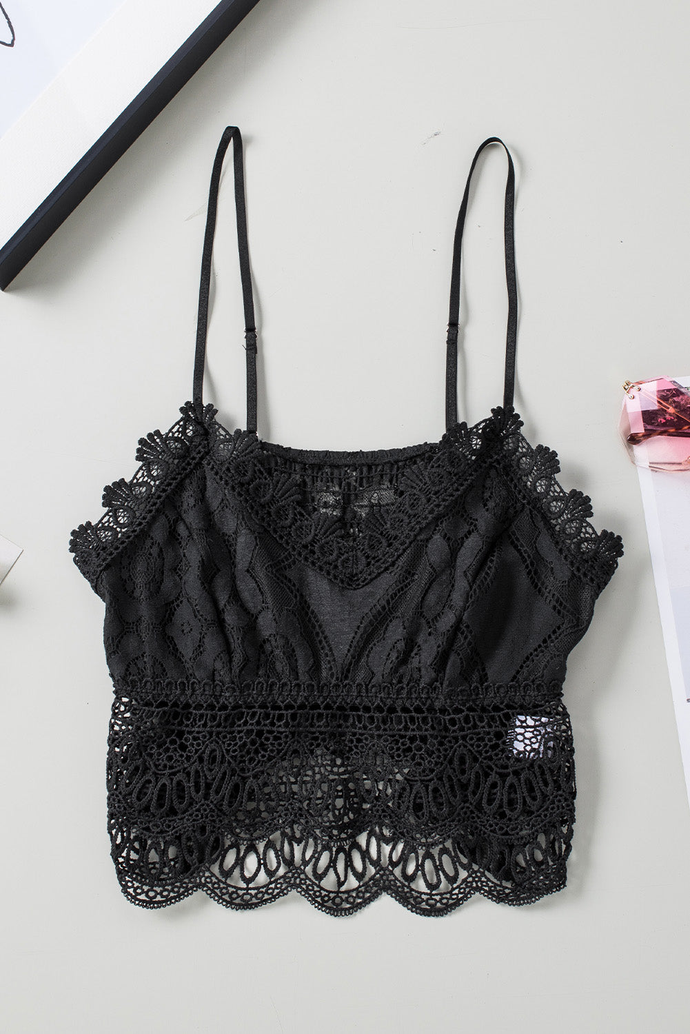 Black Lace Bralette Crop Top - Premium Tops from Momma Done Gone Crafty- Just $22.00! Shop now at Momma Done Gone Crafty